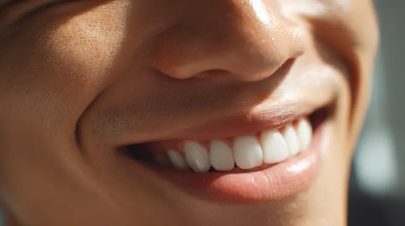 Mujer primer plano de una sonrisa brillante con dientes blancos y luz suave. Diseño de sonrisa en Natural Smile
