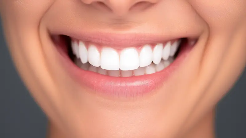 Primer plano de una sonrisa natural con dientes blancos y bien alineados. Diseño de sonrisa en Bogotá