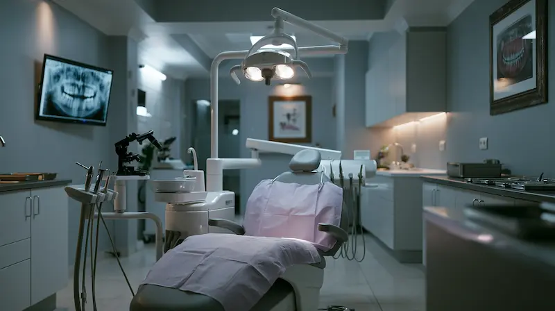 Sala de espera diseñada para reducir la ansiedad dental y generar confianza.